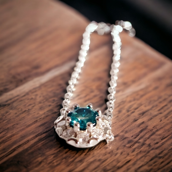 Blue Moissanite bracelet set in 925 silver - Picture 5 of 11